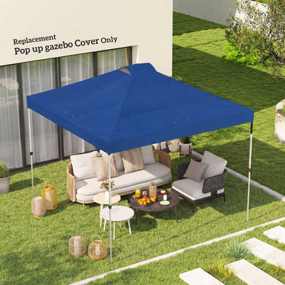 Outsunny Gazebo Roof Replacement UV50+ Waterproof Pop Up Canopy Cover with 8 Drainage Holes 3 x 3 m Blue 