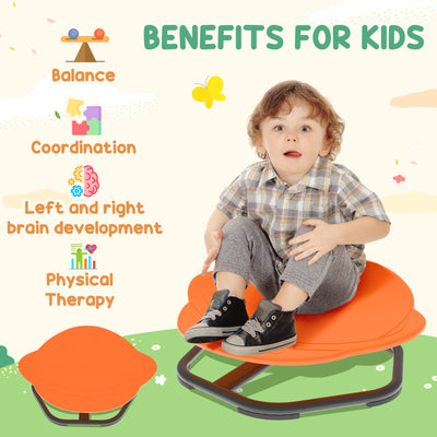 AIYAPLAY Planet-Shaped-kids Swivel Chair, Sensory Spinning Chair for Balance, Coordination Training, Orange 