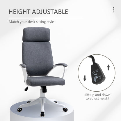 Vinsetto Office Chair, Ergonomic Desk Chair, High Back Study Chair with Headrest and Lumbar Back Support, Adjustable Height for Home and Work, Grey 