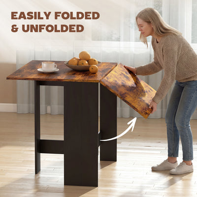 HOMCOM Folding Dining Table, Space-Saving Drop Leaf Kitchen Table for 4-6 People Rustic Brown 