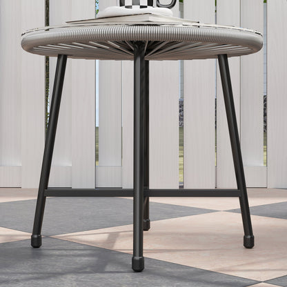 Outsunny 3 Pieces Rattan Bistro Set, Garden Bistro Set with Acapulco Chairs and Glass Top Table, Small Garden Furniture Set with Reinforced Metal Frame for Outdoor, Patio, Balcony, Grey 