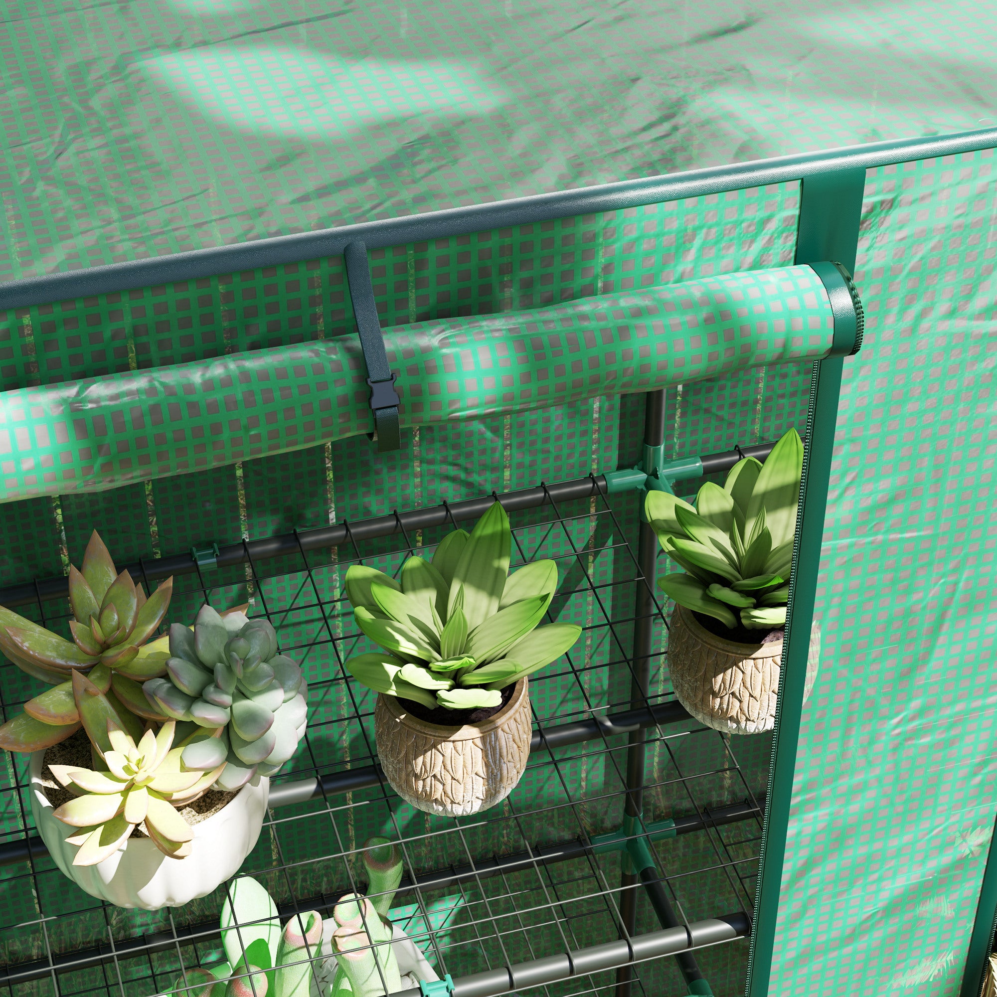 Outsunny Three-Tier Mini Greenhouse - Green 