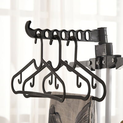 HOMCOM Foldable Clothes Drying Rack, 4-Tier Steel Garment Laundry Rack with Castors for Indoor and Outdoor Use, Black 