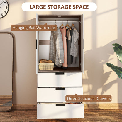 HOMCOM Two Door, Two Drawer Wardrobe - White/Brown 