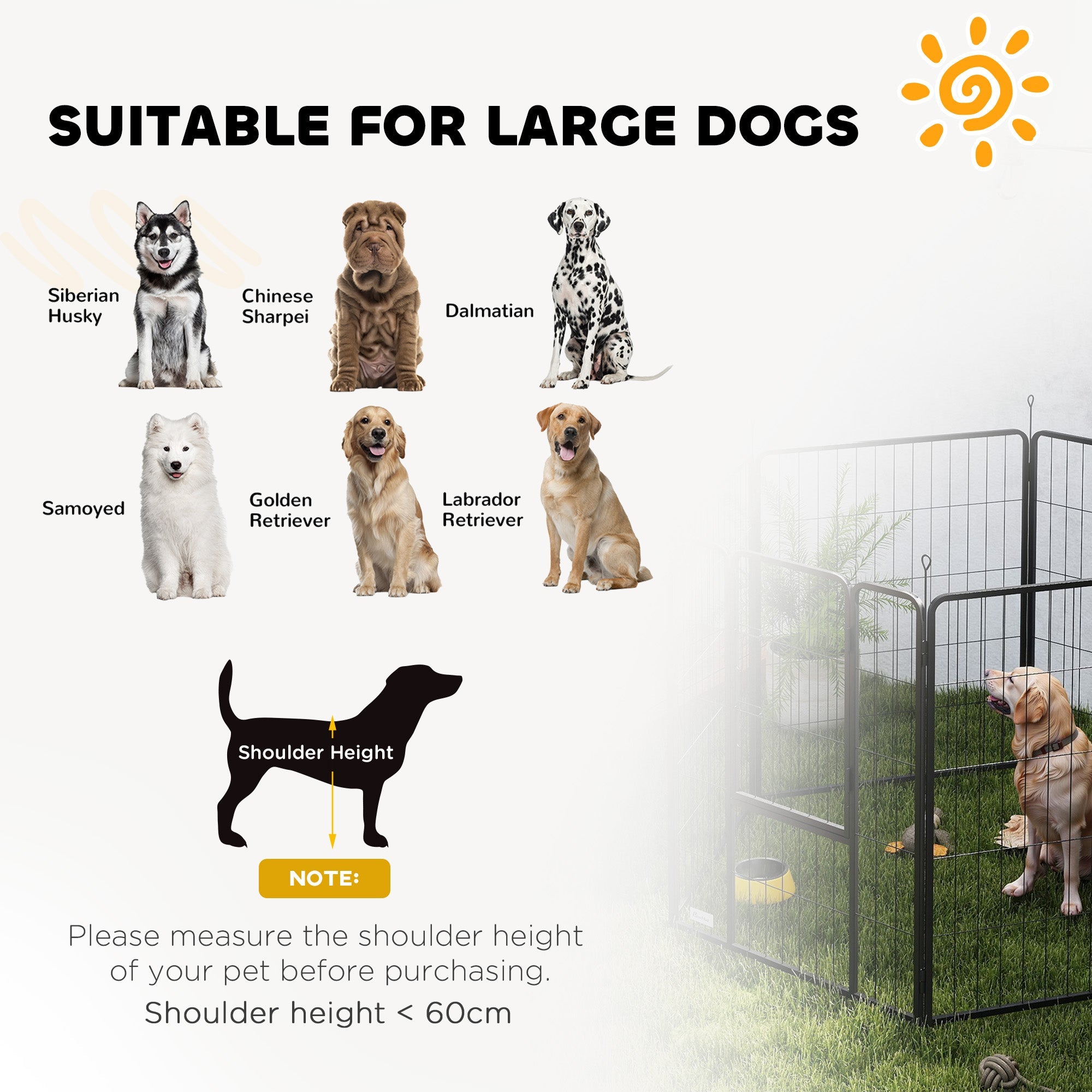 PawHut 6 Panels Dog Playpen, Portable Detachable Puppy Pen with Door, for Large Dogs, 100cm High, Black 
