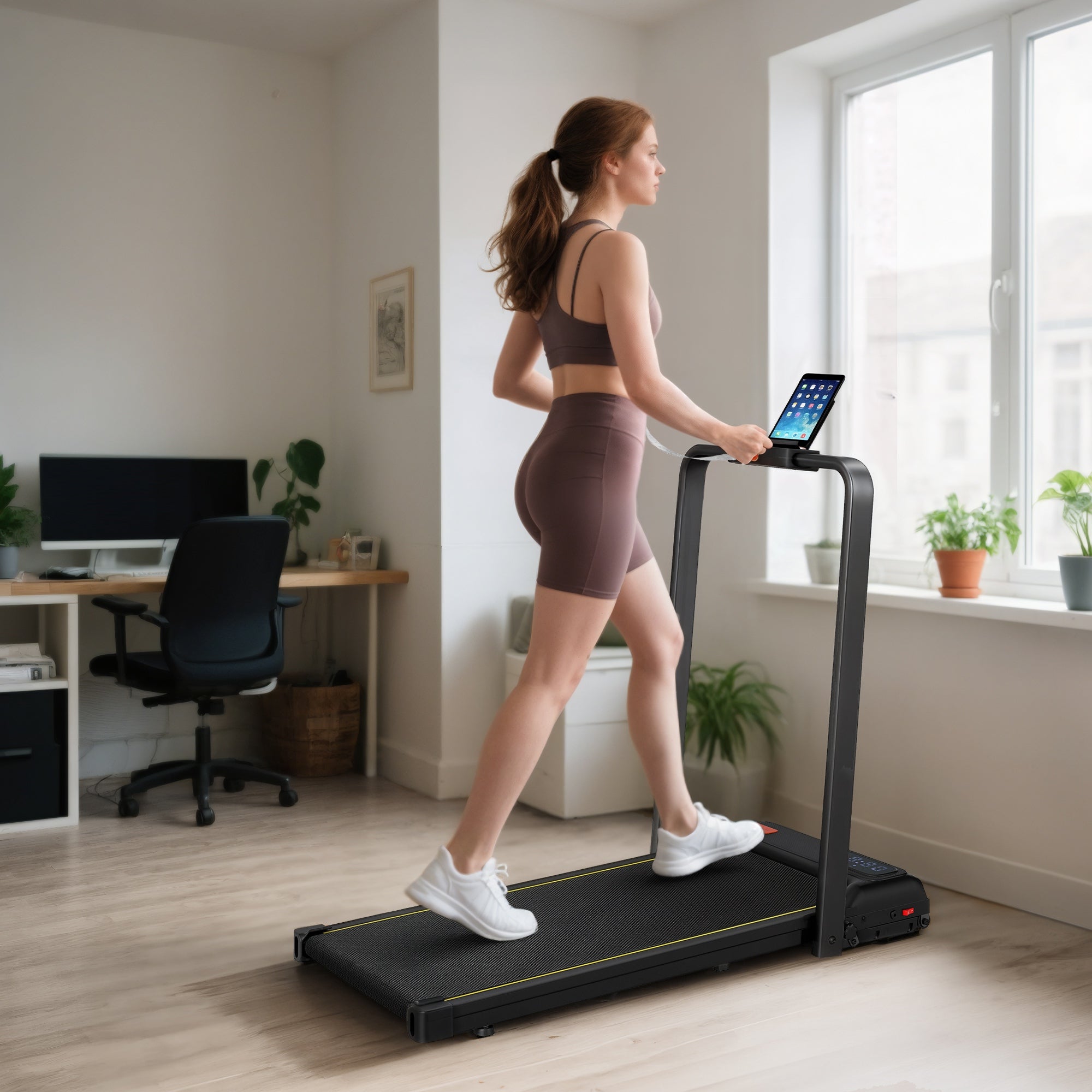 SPORTNOW Folding Treadmill Walking Pad, 2HP Portable Under Desk Treadmill with Handle, Running Jogging Walking Machine 