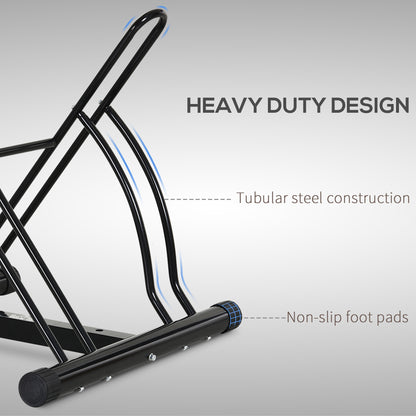 HOMCOM 2 Bike Floor Parking Stand Rack Indoor Outdoor Ground Reversible - Black 
