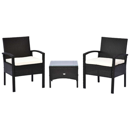 Outsunny 2 Seater Rattan Bistro Set, Steel-Brown 