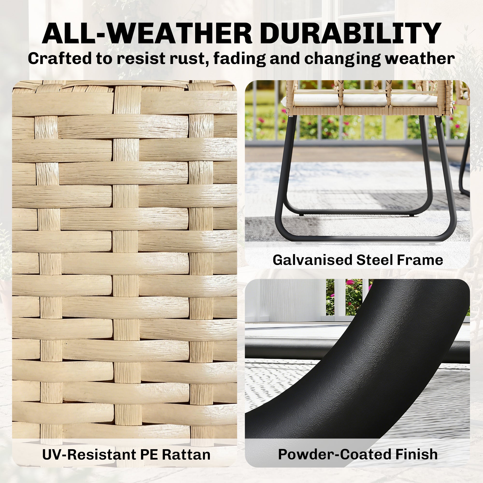 Outsunny 4 Piece Rattan Garden Furniture Set, Outdoor Patio Furniture with Loveseat, Armchairs and Coffee Table 