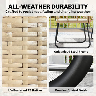 Outsunny 4 Piece Rattan Garden Furniture Set, Outdoor Patio Furniture with Loveseat, Armchairs and Coffee Table 