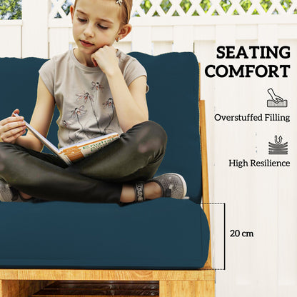 Outsunny 2 Seater Pallet Furniture Cushions Pallet Cushions, UPF20+ 220gsm Fabric, 20 cm Thick Outdoor Seat Pads, Navy Blue 