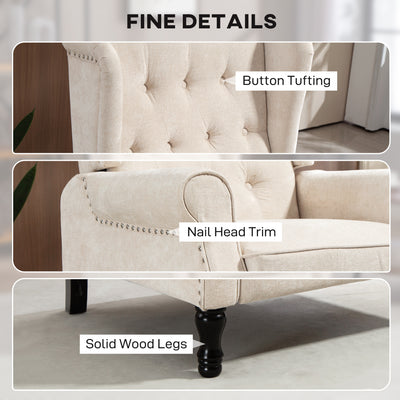 HOMCOM 150° Reclining Vintage Armchair, with footrest - Beige 