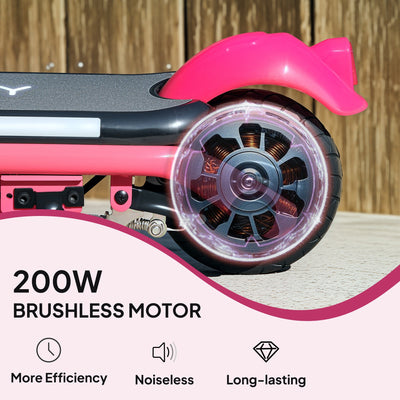AIYAPLAY Electric Scooter for Kids Ages 6-14, with Dual Brakes, Flash Wheel and Colourful Light, Kids Electric Scooter E Scooter, Up to 12 KM/H & 10 KM, Pink 