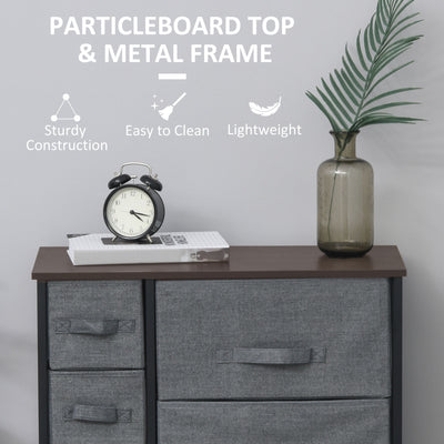 HOMCOM Chest of Drawers with 7 Drawers, Fabric Drawers with Large Storage Space, Drawers Dresser with Metal Frame, Adjustable Feet for Bedroom Living Room, Dark Grey 