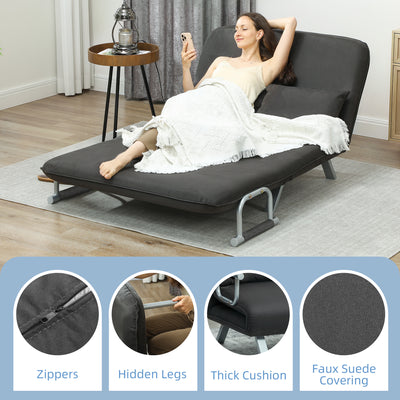 HOMCOM Two-Seater Click-Clack Sofa Bed - Charcoal Grey 