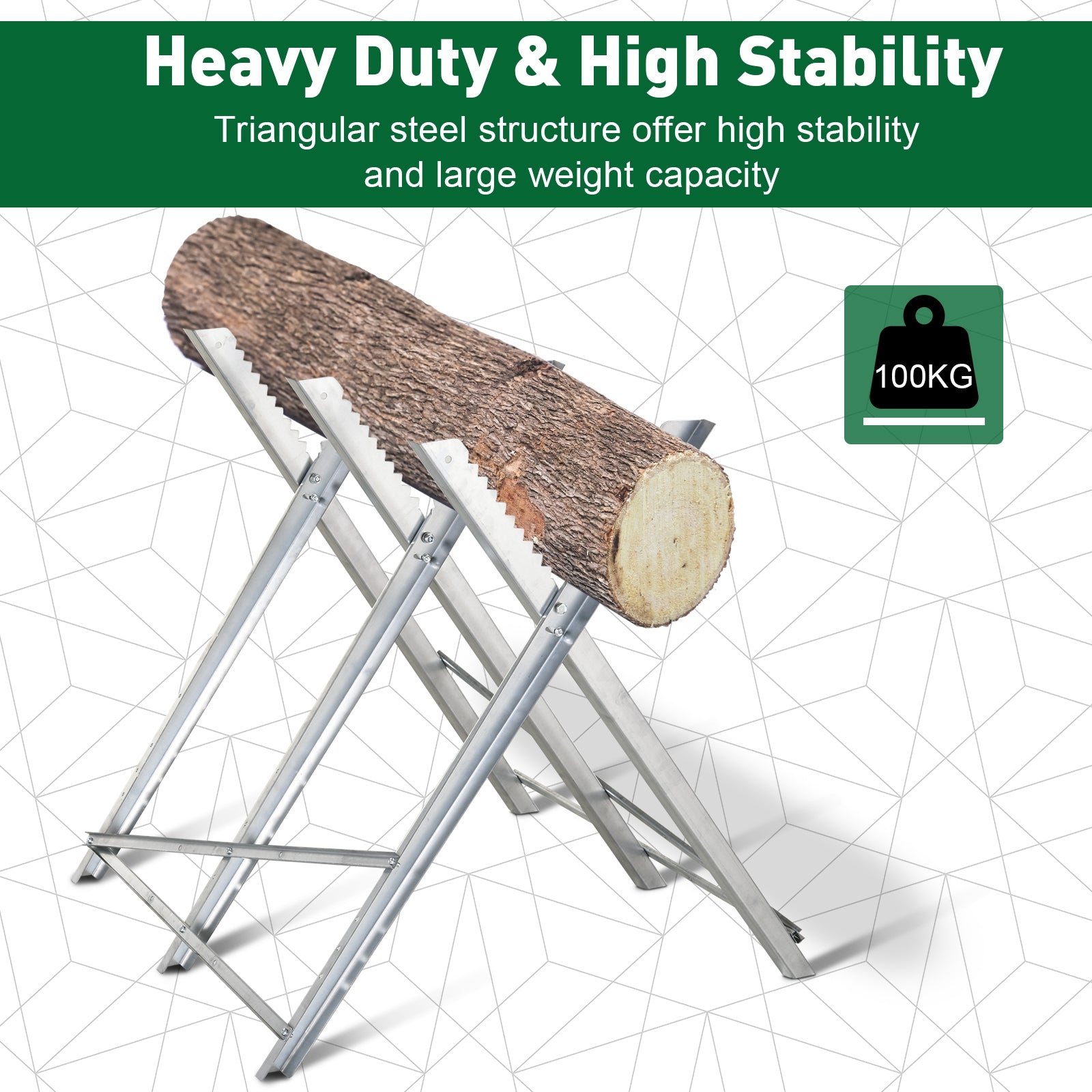 DURHAND Portable Sawhorse Heavy Duty Steel Adjustable Work Support, Foldable Sawhorse Stand 100 kg Weight Capacity, Silver Tone 
