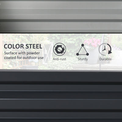 Outsunny Set of Two 60 x 60cm Steel Planter Boxes - Grey 