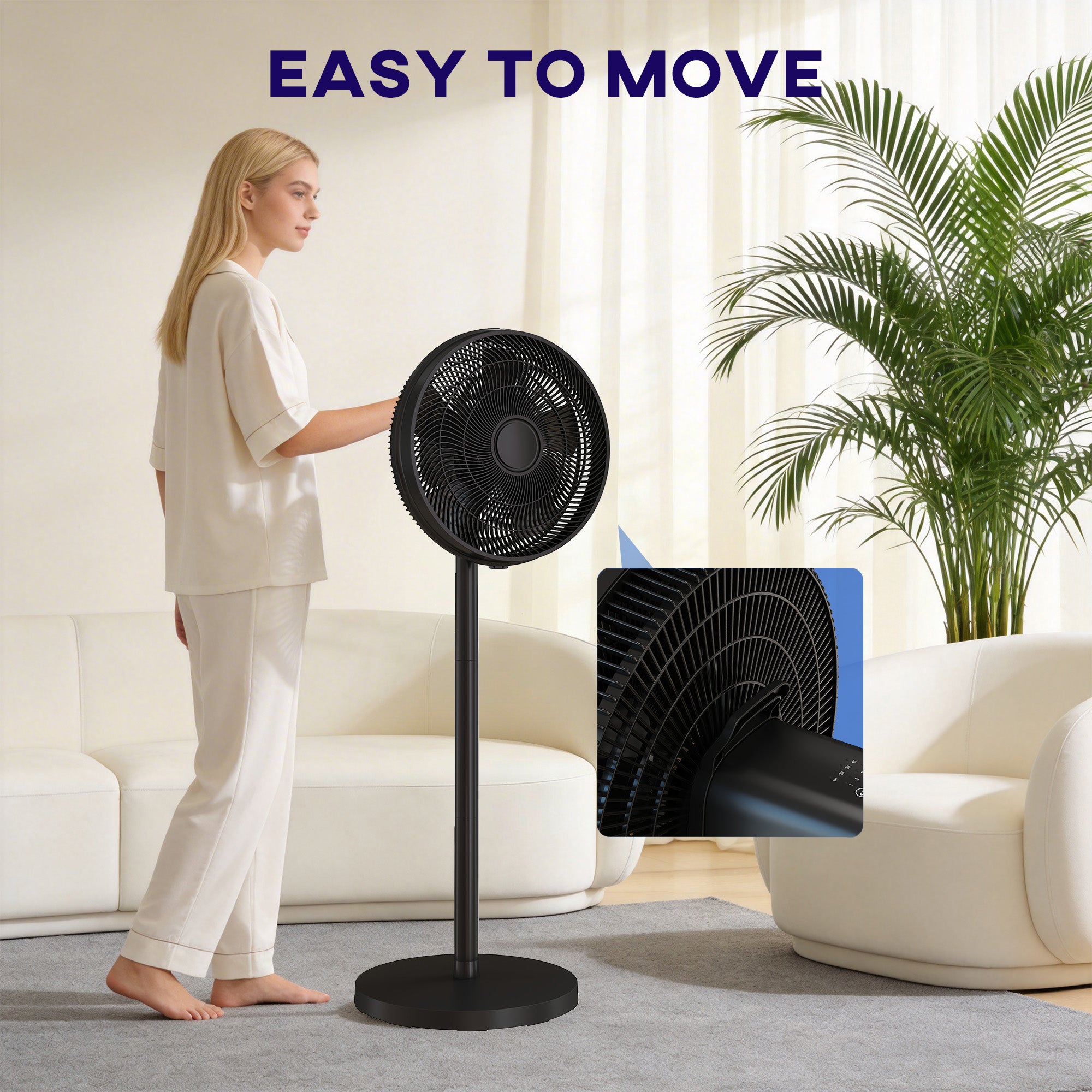 HOMCOM 40 cm Standing Fan, Cooling Floor Fan with 80° Oscillating, Adjustable Tilt and Height, 4 Speed, Remote Control, Black 