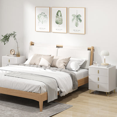 HOMCOM Set of 2 Elegant Chest of Three Drawers - White/Gold-Tone 
