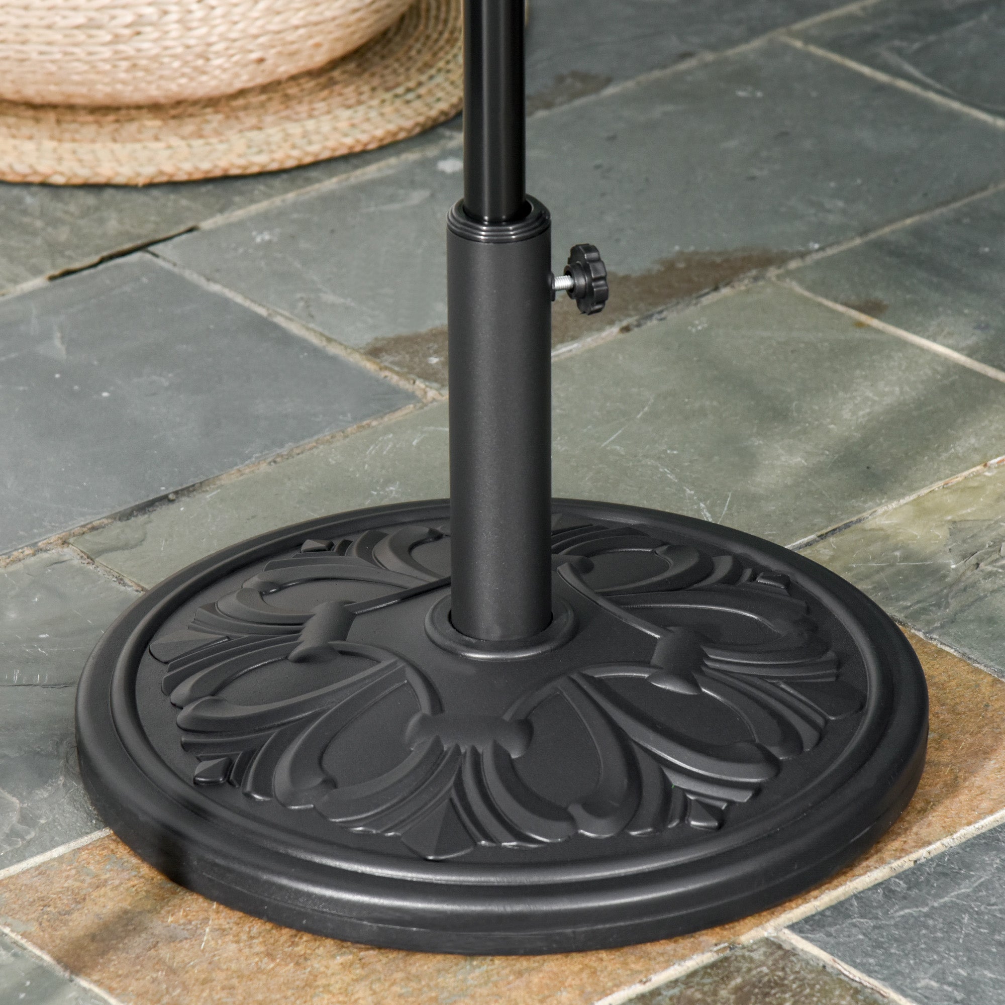 Outsunny 13kg Round Parasol Base Sun Umbrella Weight Stand Holder Patio Outdoor Garden, Black 