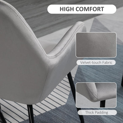 HOMCOM Velvet-Feel Plisse Back Accent Chair - Grey 