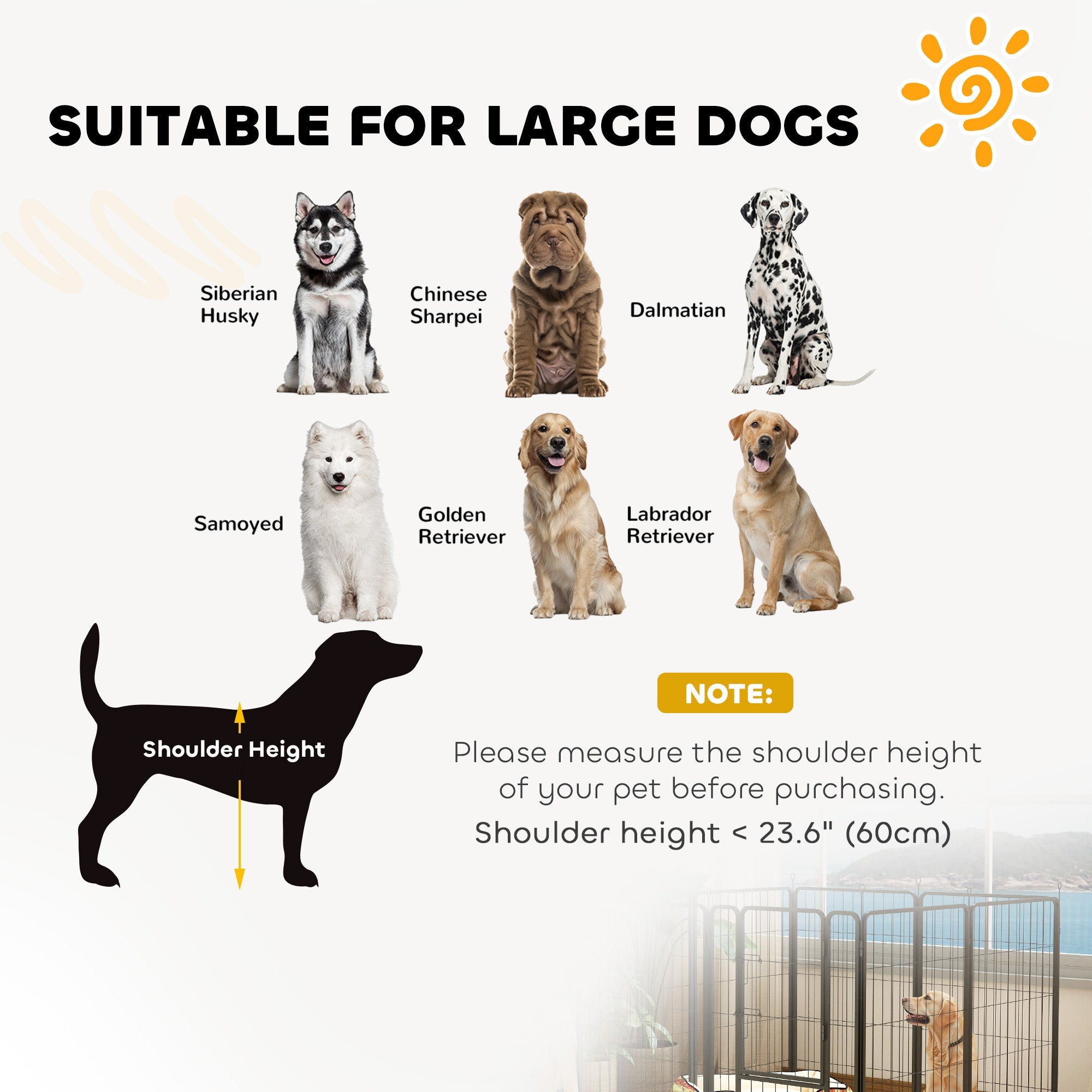 PawHut 8 Panels Heavy Duty Dog Playpen with Door Indoor Outdoor, for Large Dogs, 100cm High 
