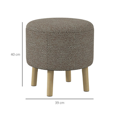 HOMCOM Round Linen-Look Storage Ottoman - Light Grey 
