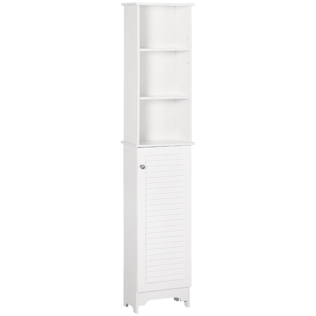 HOMCOM Tall Bathroom Cabinet Storage Cupboard Floor Standing Home Bathroom Furniture w/ 6 Shelves 165H x 34W x 20D cm White 