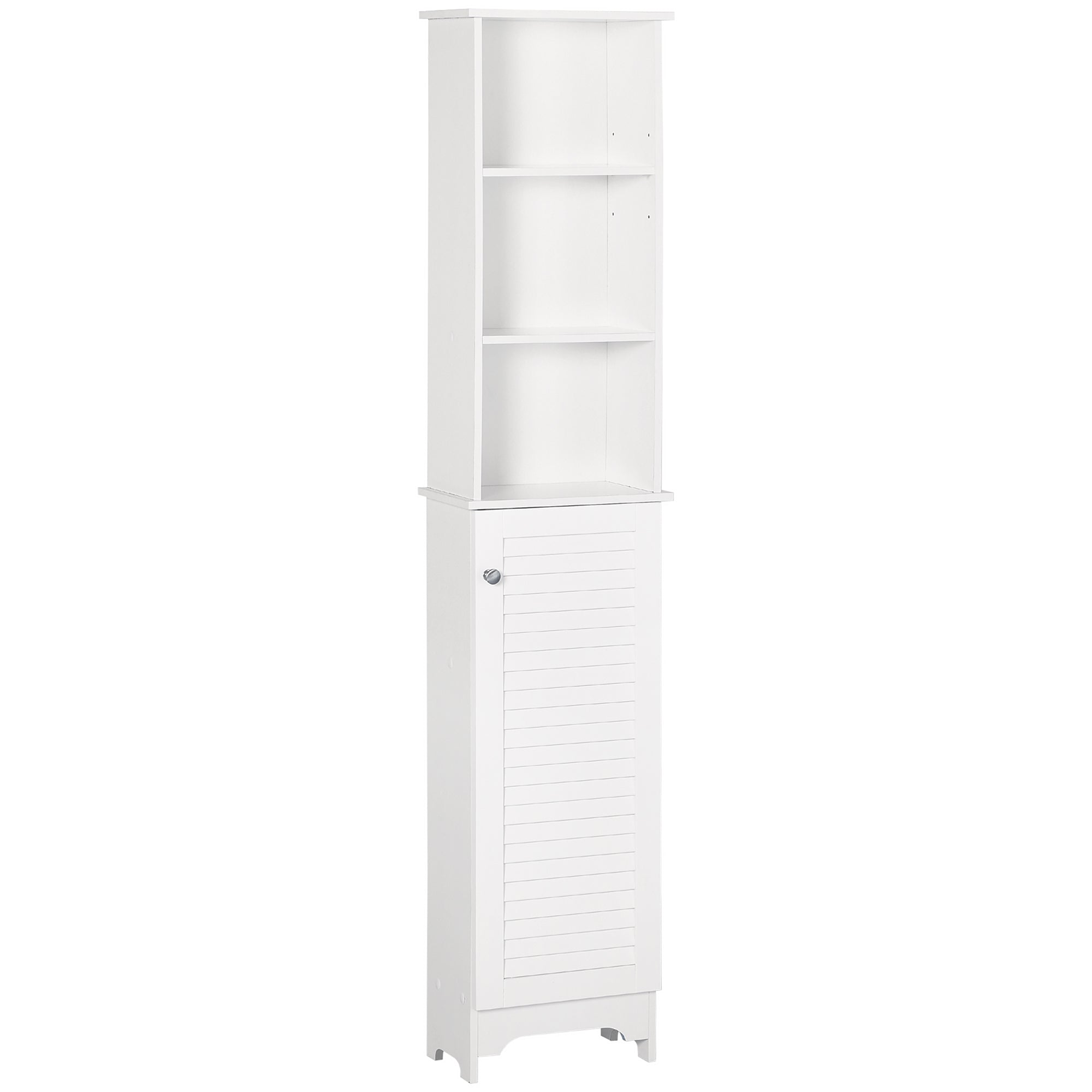 HOMCOM Tall Bathroom Cabinet Storage Cupboard Floor Standing Home Bathroom Furniture w/ 6 Shelves 165H x 34W x 20D cm White 