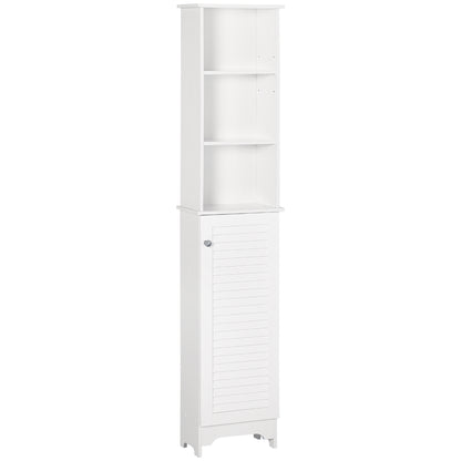 HOMCOM Tall Bathroom Cabinet Storage Cupboard Floor Standing Home Bathroom Furniture w/ 6 Shelves 165H x 34W x 20D cm White 
