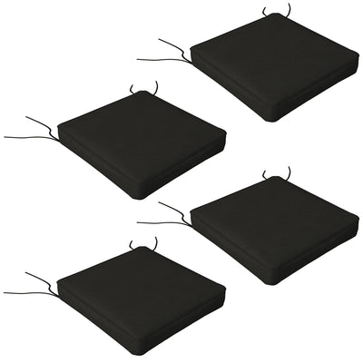 Outsunny 4-Piece Seat Cushions Pillow Replacement, Patio Chair Cushions Set with Ties for Indoor Outdoor, Black 