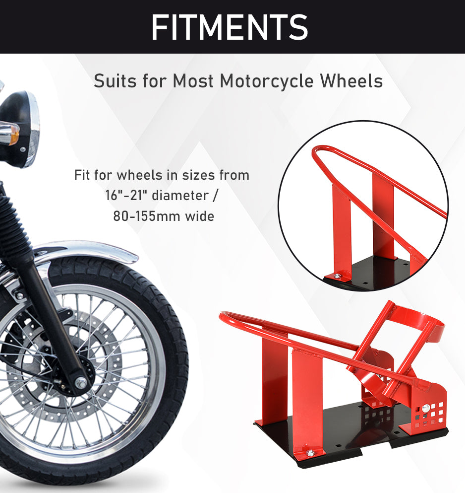 HOMCOM Motorcycle Wheel Chock 8-15.5 cm Metal Motorbike Holder Pre-Drilled Holes For Truck And Trailer 
