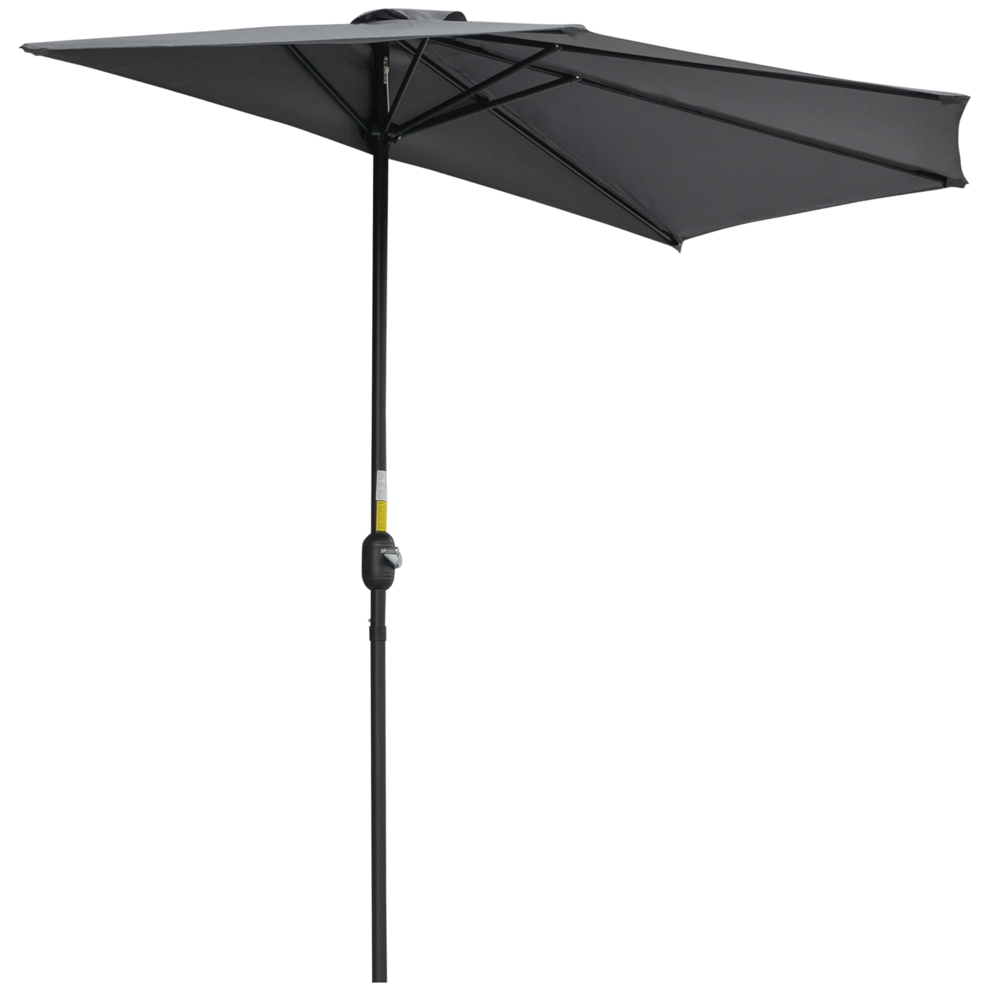 Outsunny 3(m) Half Parasol Semi Round Umbrella Patio Metal Frame Crank Handle for Balcony-- NO BASE INCLUDED, Grey 