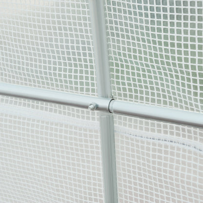 Outsunny 4.5 x 2 x 2 m Polytunnel Greenhouse, Walk-in Green House for Garden with Mesh Windows, Galvanised Steel Frame, White 