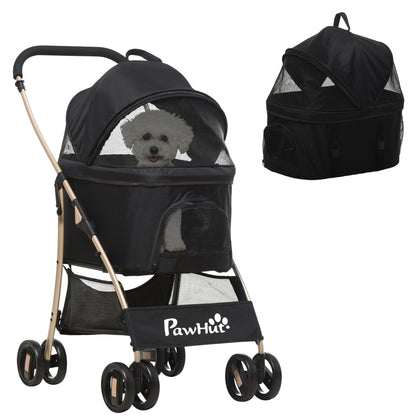 PawHut 3 In 1 Detachable Pet Stroller, for Extra Small and Small Dogs - Black 
