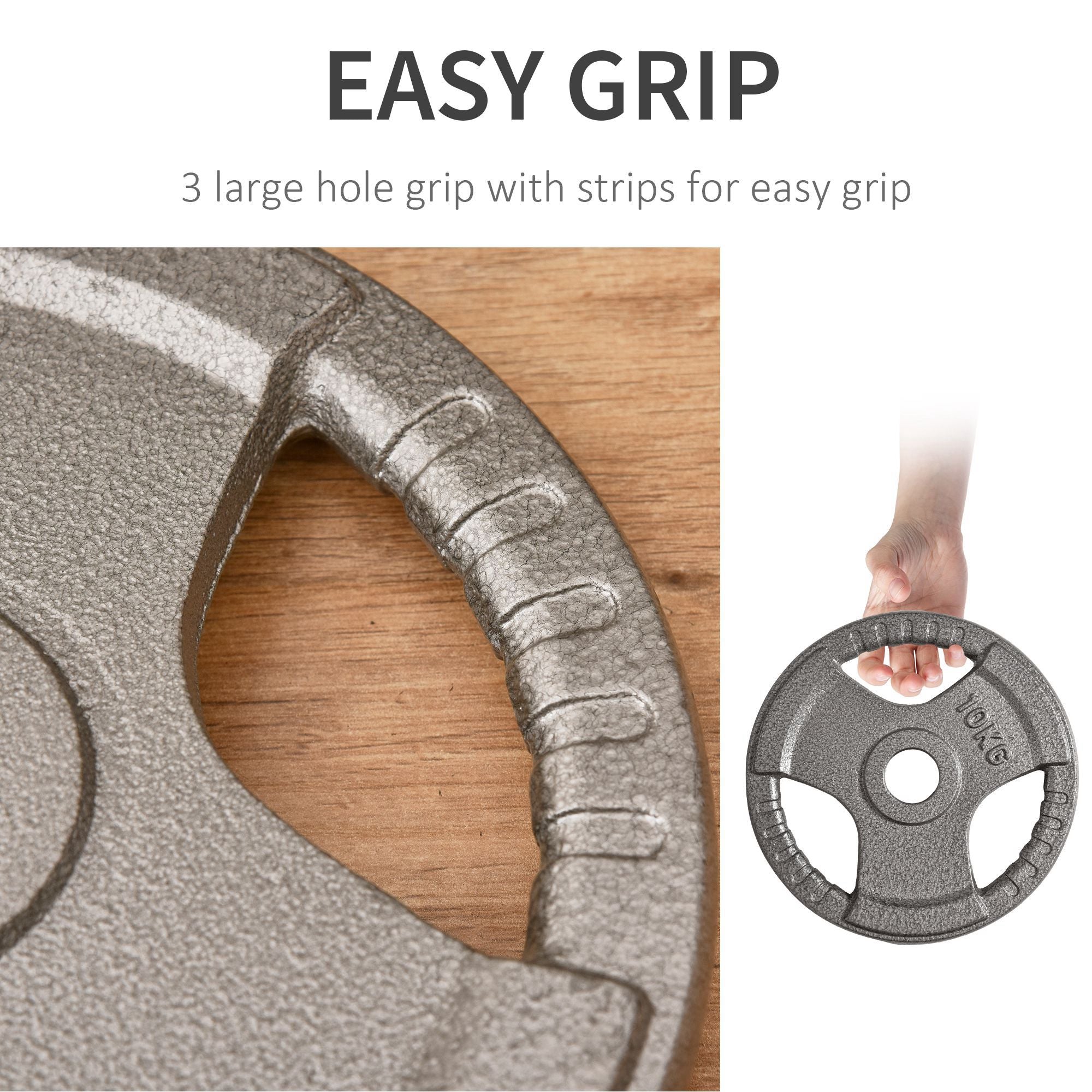 HOMCOM Set of 4 Weight Plate for 2"/5cm hole Dumbbell Handle Bar 15kg Dumbbell Plates Barbell Weight 2 x 5kg, 2 x 2.5kg 