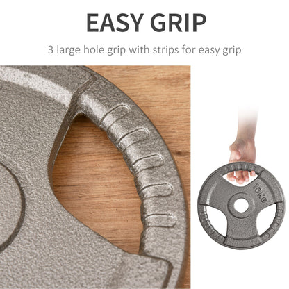 HOMCOM Set of 4 Weight Plate for 2"/5cm hole Dumbbell Handle Bar 15kg Dumbbell Plates Barbell Weight 2 x 5kg, 2 x 2.5kg 