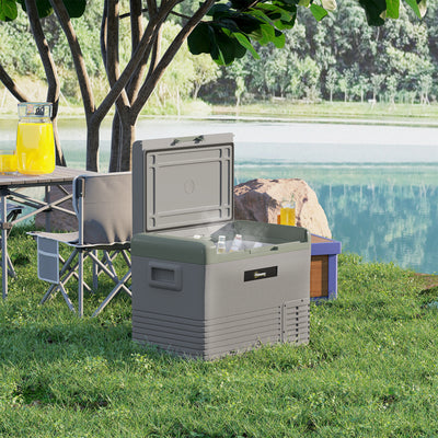Outsunny 40L Portable Car Refrigerator - Light Green and Grey 
