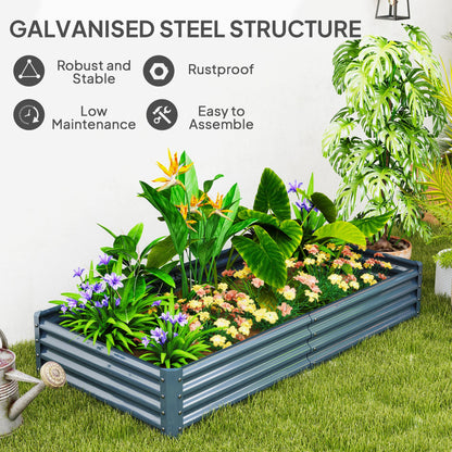 Outsunny 180 x 90cm Galvanised Steel Open Planter - Silver 