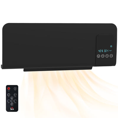 HOMCOM 2kW Wall-Mounted Heater, 18-45°C Temperature - Black