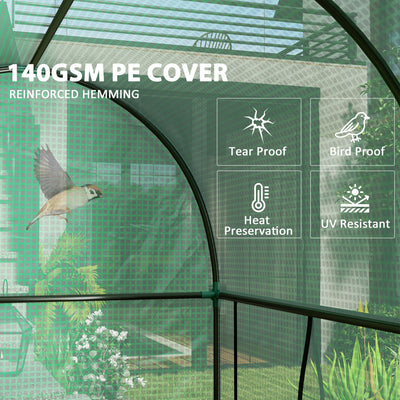Outsunny 200 x 100cm Walk-In Greenhouse, with Zipped Doors - Green 