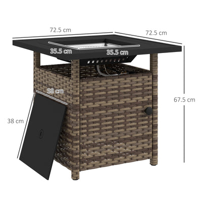 Outsunny 72.5 x 72.5cm 50,000 BTU Fire Pit Table, with Cover - Brown 