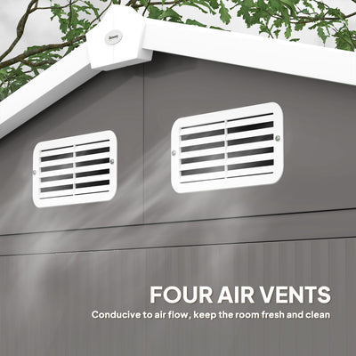 Outsunny 7 x 4ft Garden Shed, Easy to Assemble, Upgraded Galvanised Steel Frame with Foundation Kit, Double Doors with Lock, Outdoor Metal Shed with Vents and Gloves, Garden Storage Shed, Light Grey 