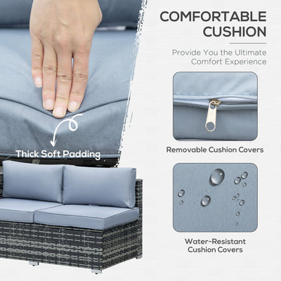 Outsunny Four-Piece Rattan Sofa Set - Grey 