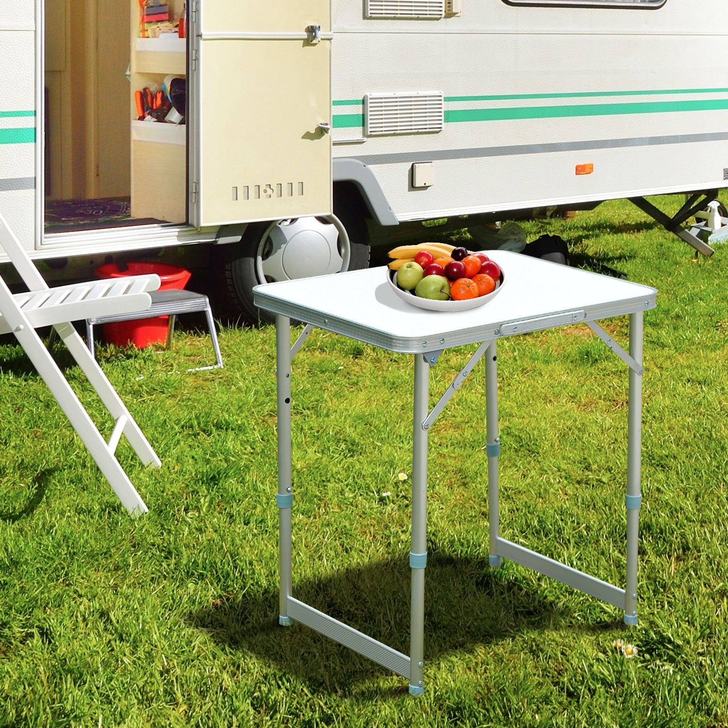 Outsunny Patio Foldable Picnic Table-Silver 