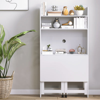 HOMCOM Foldable Desktop, Computer Desk with Storage Shelves, 80 x 69 x 155 cm, White 