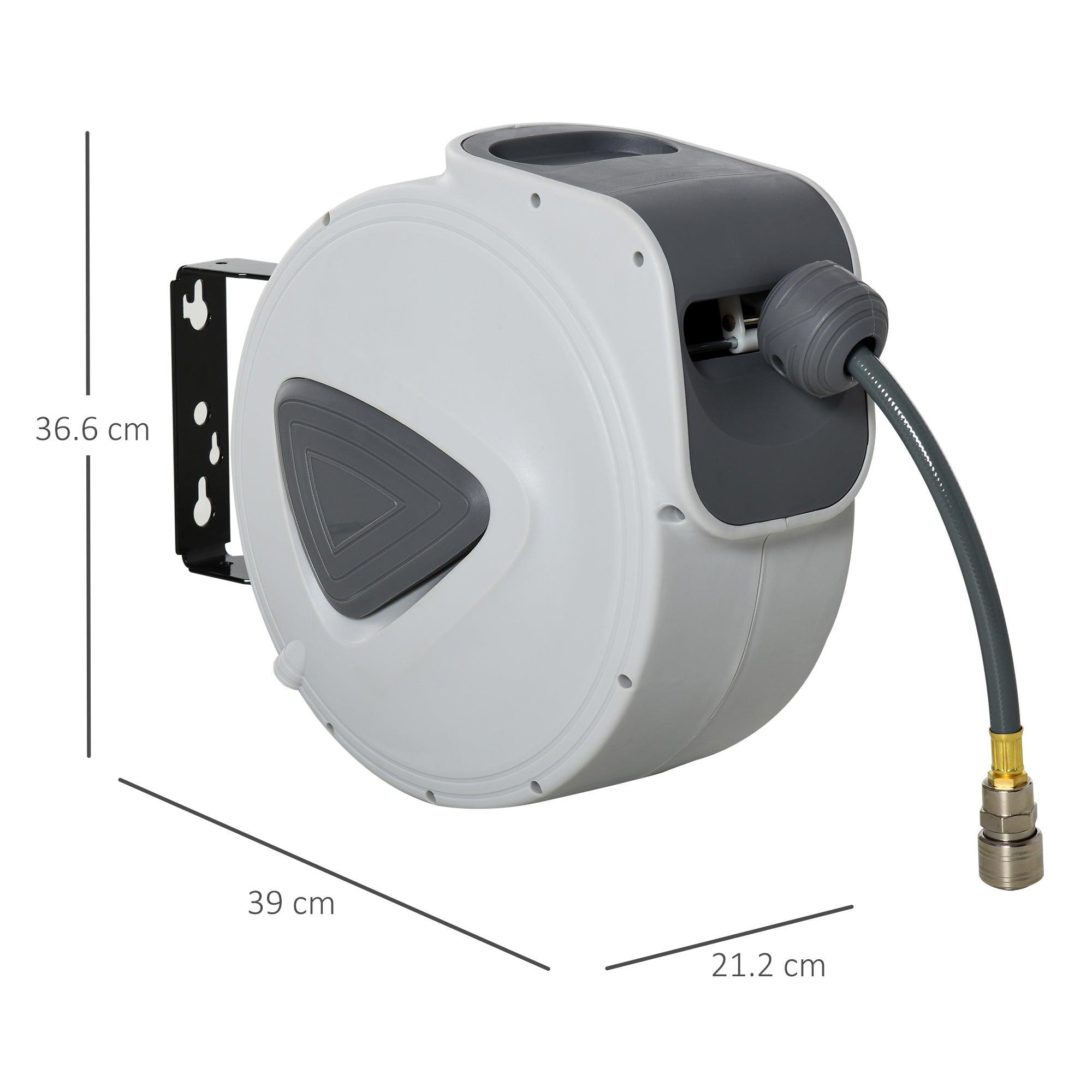 DURHAND Retractable Air Hose Reel 15m+ 140cm Hose Diameter 3/ 8" 9.5mm, Hose Connector 1/ 4" BSP, Wall Mount Auto Rewind Hose- Reel 