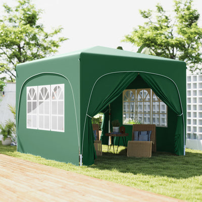 Outsunny 3 x 3m Pop-Up Gazebo Shelter, with Accessories - Dark Green 