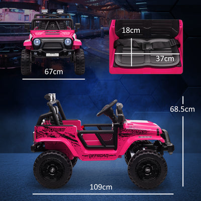 AIYAPLAY 12V Battery Powered Kids Ride-On Car, Electric Truck w/ Spring Suspension, Remote, Music, Horn, Lights, Pink 