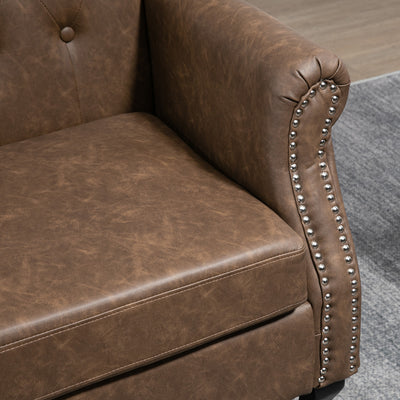 HOMCOM Wingback Accent Chair Tufted Chesterfield-style Armchair with Nail Head Trim for Living Room Bedroom Brown 